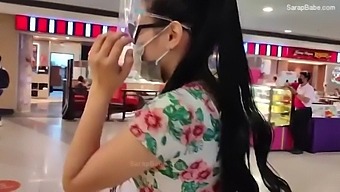 Public flashing at the mall with amateur asians
